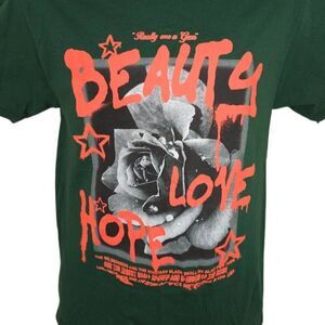 Beauty T Shirt Mens Size XS Green Rose Love Hope Floral Nova